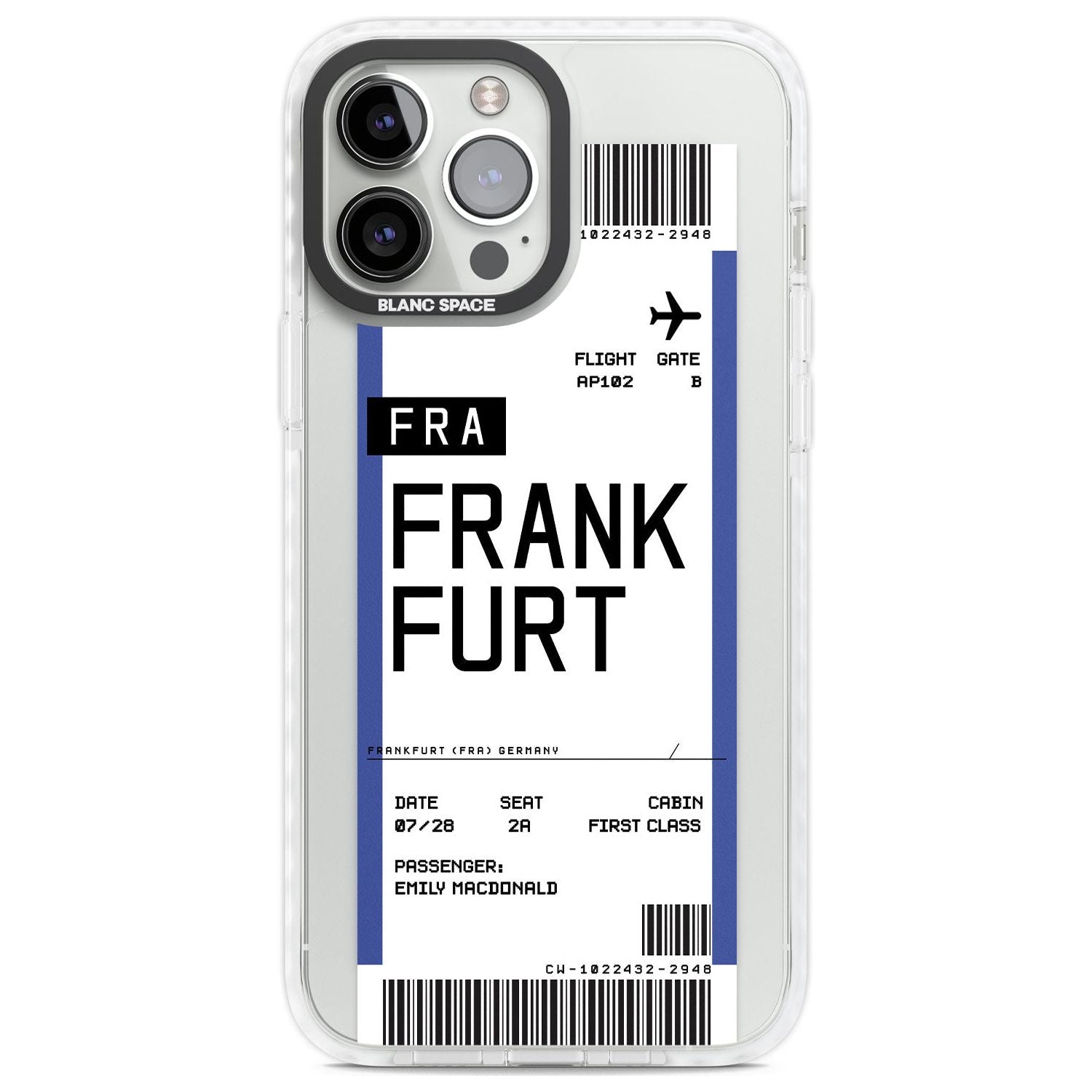 Personalised Frankfurt Boarding Pass Custom Phone Case iPhone 13 Pro Max / Impact Case,iPhone 14 Pro Max / Impact Case Blanc Space