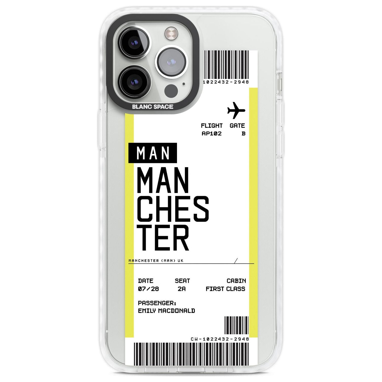 Personalised Manchester Boarding Pass Custom Phone Case iPhone 13 Pro Max / Impact Case,iPhone 14 Pro Max / Impact Case Blanc Space