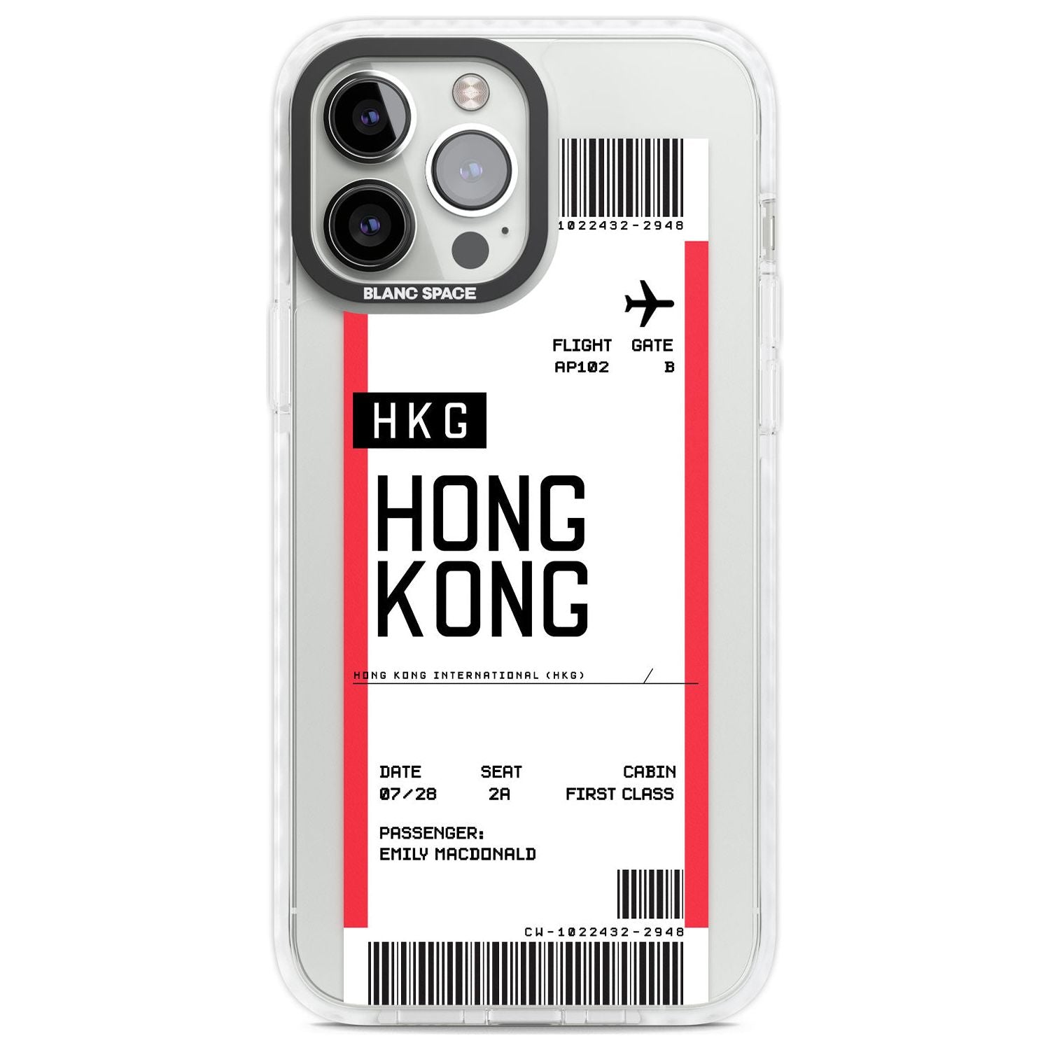 Personalised Hong Kong Boarding Pass Custom Phone Case iPhone 13 Pro Max / Impact Case,iPhone 14 Pro Max / Impact Case Blanc Space