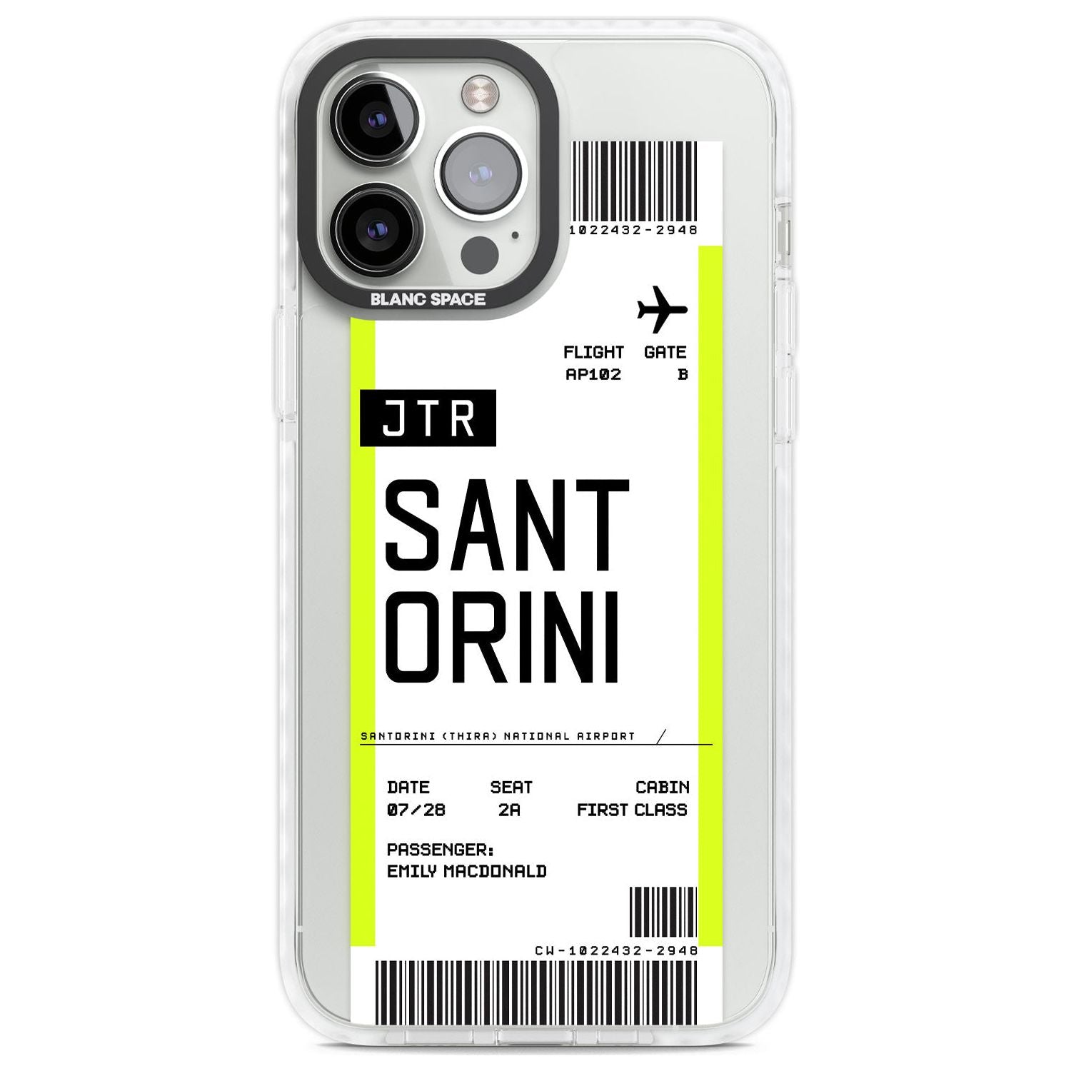 Personalised Santorini Boarding Pass Custom Phone Case iPhone 13 Pro Max / Impact Case,iPhone 14 Pro Max / Impact Case Blanc Space