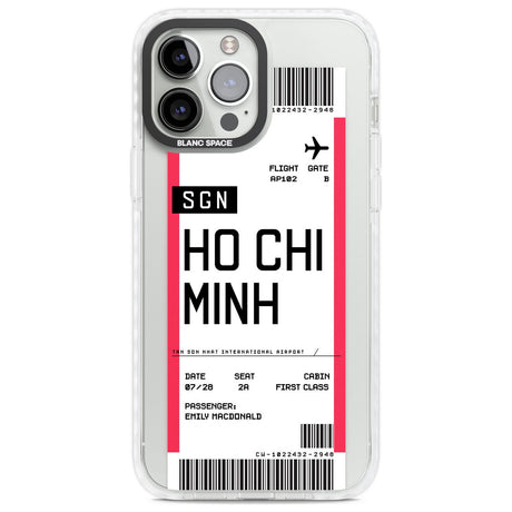 Personalised Ho Chi Minh City Boarding Pass Custom Phone Case iPhone 13 Pro Max / Impact Case,iPhone 14 Pro Max / Impact Case Blanc Space