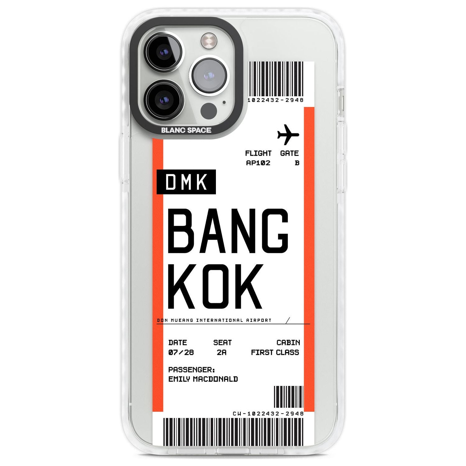 Personalised Bangkok Boarding Pass Custom Phone Case iPhone 13 Pro Max / Impact Case,iPhone 14 Pro Max / Impact Case Blanc Space