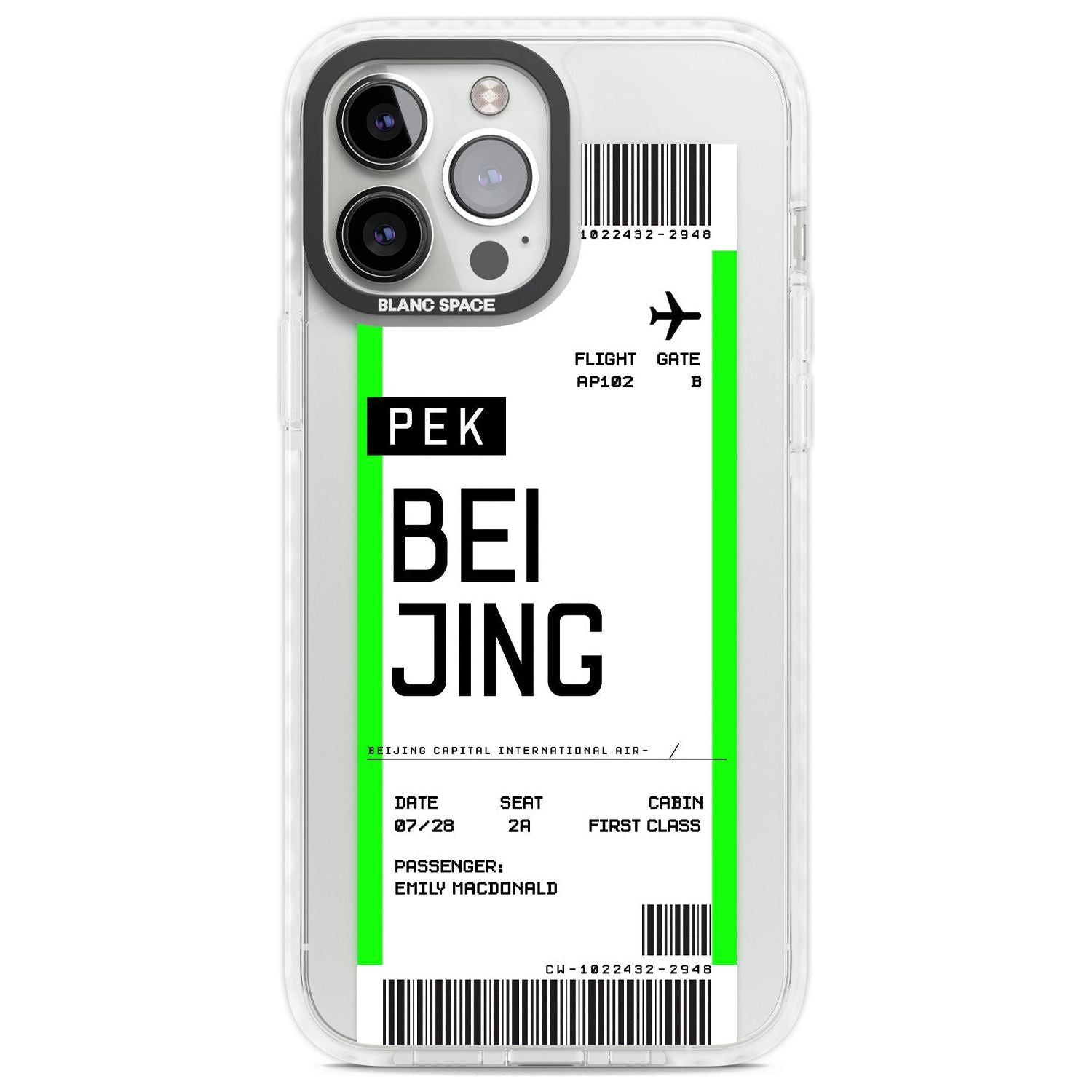 Personalised Beijing Boarding Pass Custom Phone Case iPhone 13 Pro Max / Impact Case,iPhone 14 Pro Max / Impact Case Blanc Space