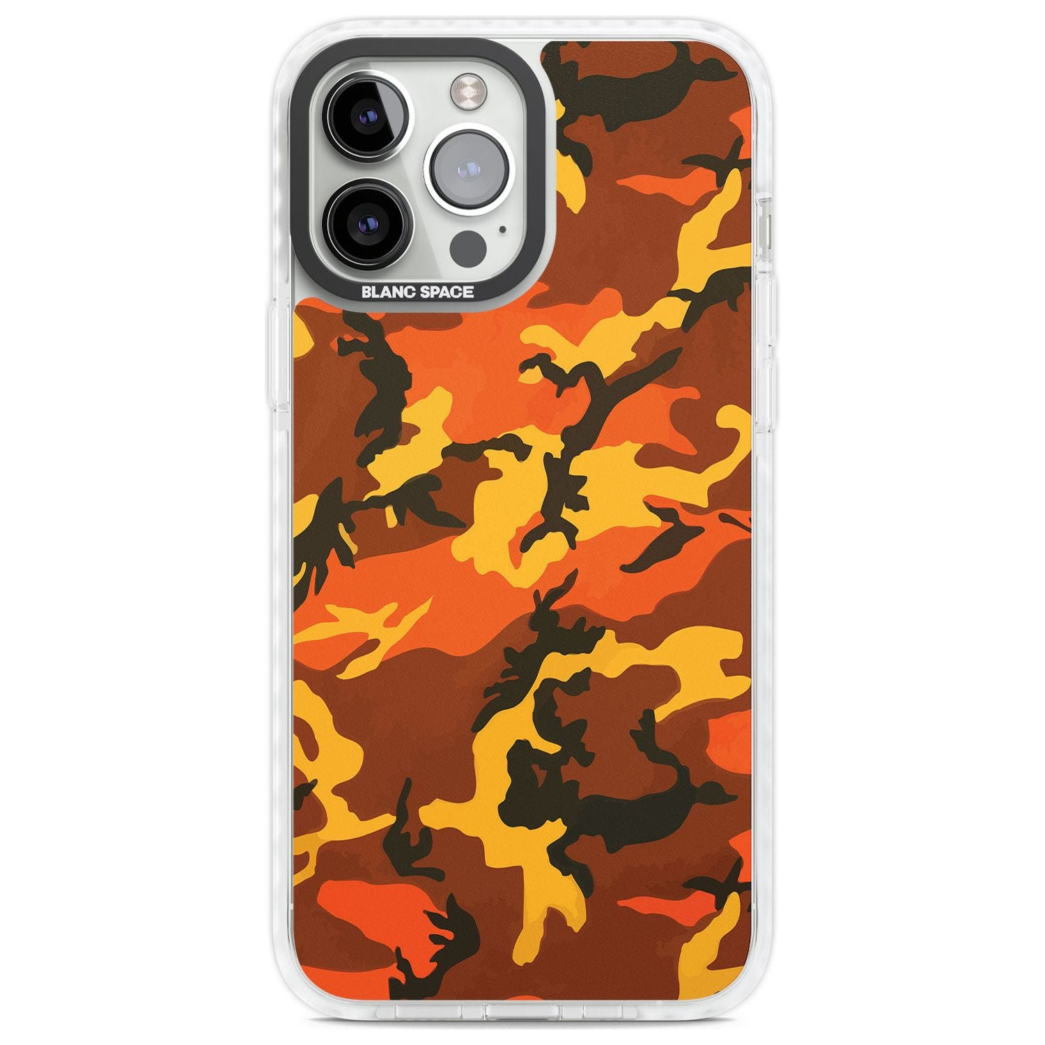 Orange Camo Phone Case iPhone 13 Pro Max / Impact Case,iPhone 14 Pro Max / Impact Case Blanc Space