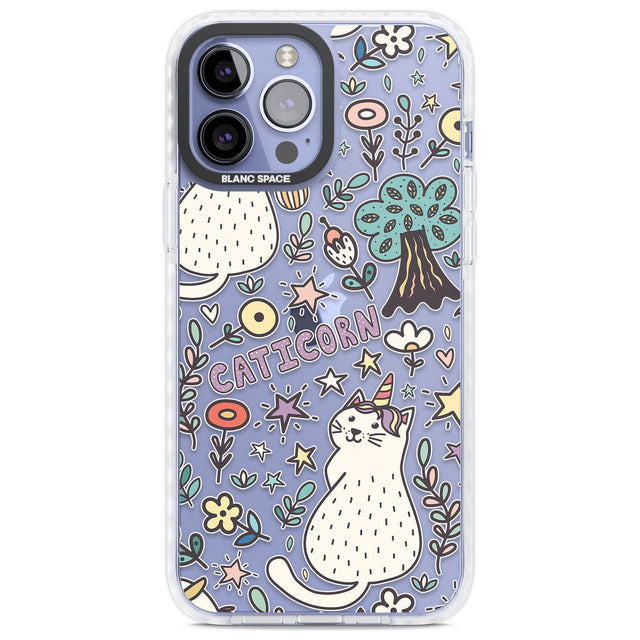 Caticorn pattern Phone Case iPhone 13 Pro Max / Impact Case,iPhone 14 Pro Max / Impact Case Blanc Space