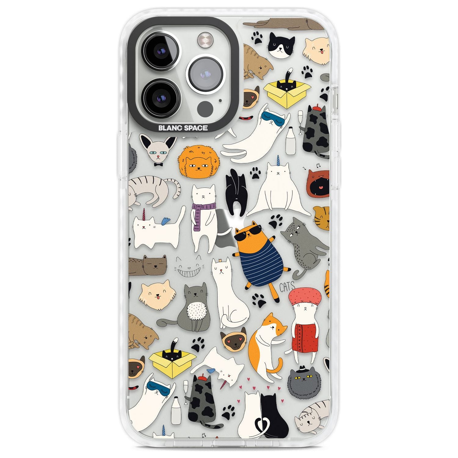 Cartoon Cat Collage Phone Case iPhone 13 Pro Max / Impact Case,iPhone 14 Pro Max / Impact Case Blanc Space