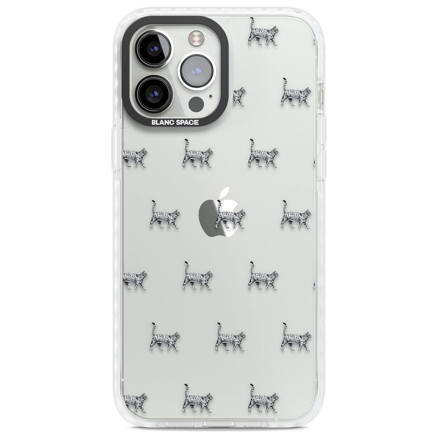 British Shorthair Cat Pattern Phone Case iPhone 13 Pro Max / Impact Case,iPhone 14 Pro Max / Impact Case Blanc Space