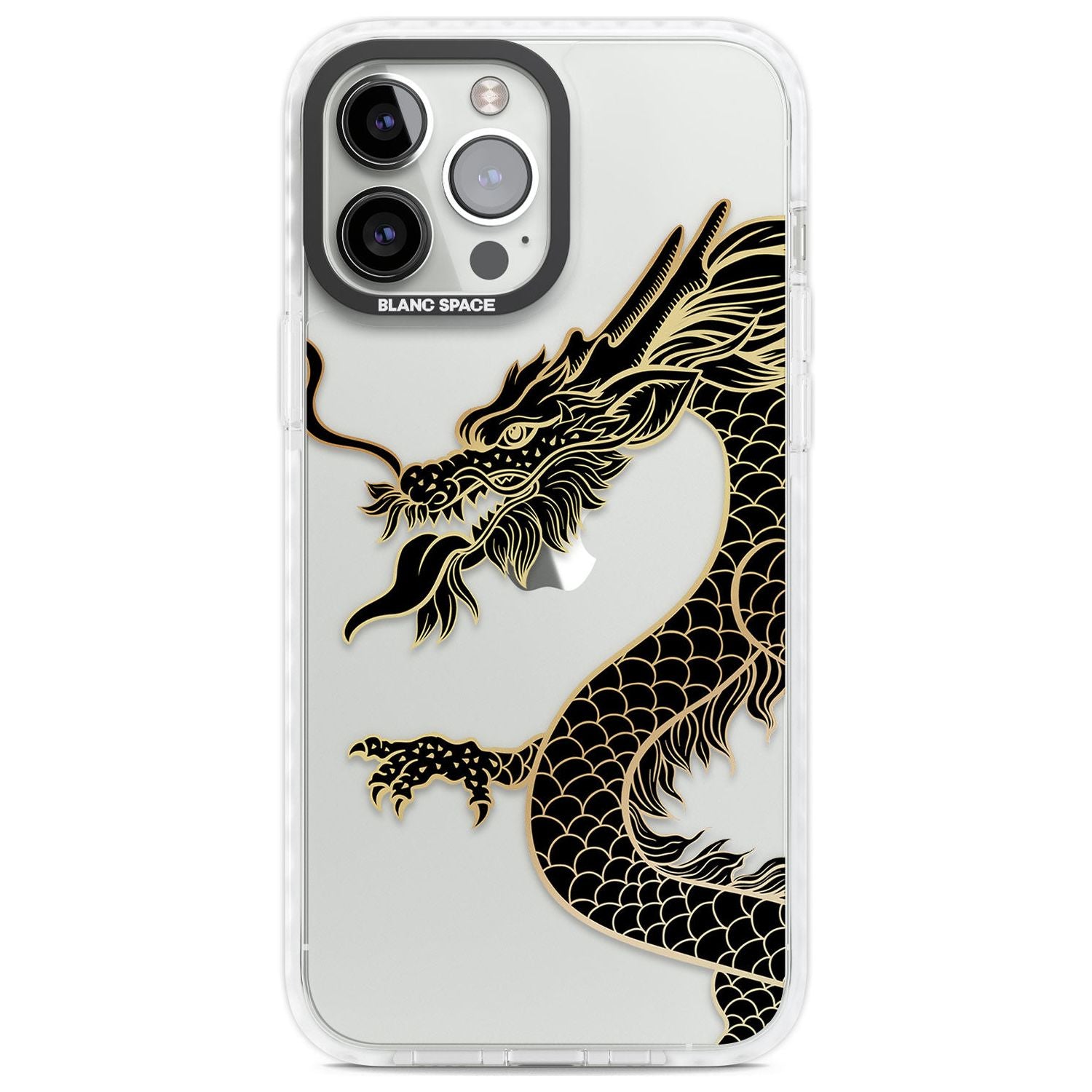 Large Black Dragon Phone Case iPhone 13 Pro Max / Impact Case,iPhone 14 Pro Max / Impact Case Blanc Space