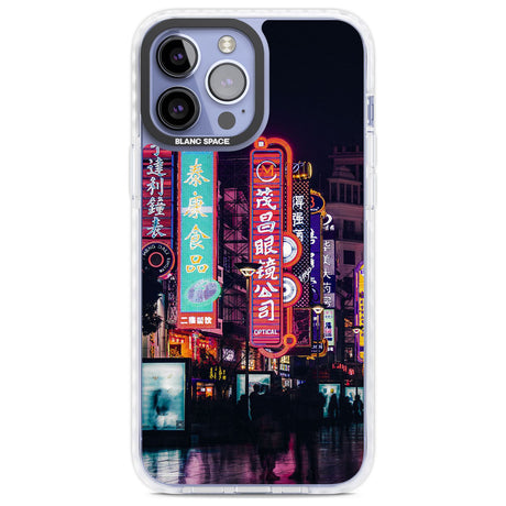 Busy Street - Neon Cities Photographs Phone Case iPhone 13 Pro Max / Impact Case,iPhone 14 Pro Max / Impact Case Blanc Space