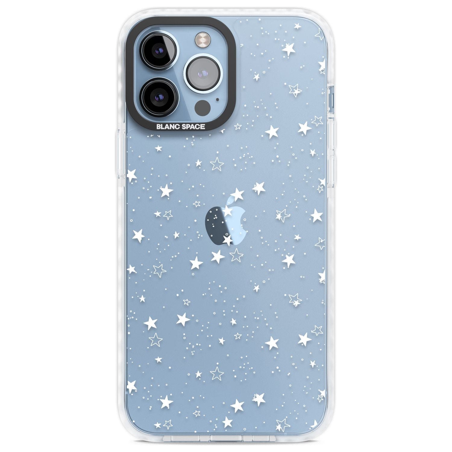 White Stars on Clear Phone Case for iPhone 14 Pro Max