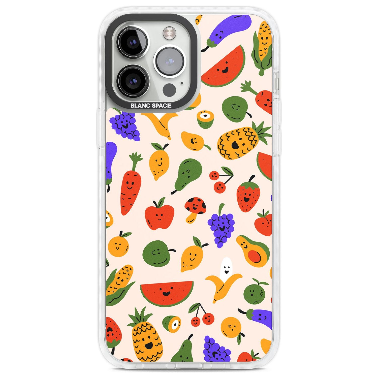 Mixed Kawaii Food Icons - Solid Phone Case iPhone 13 Pro Max / Impact Case,iPhone 14 Pro Max / Impact Case Blanc Space