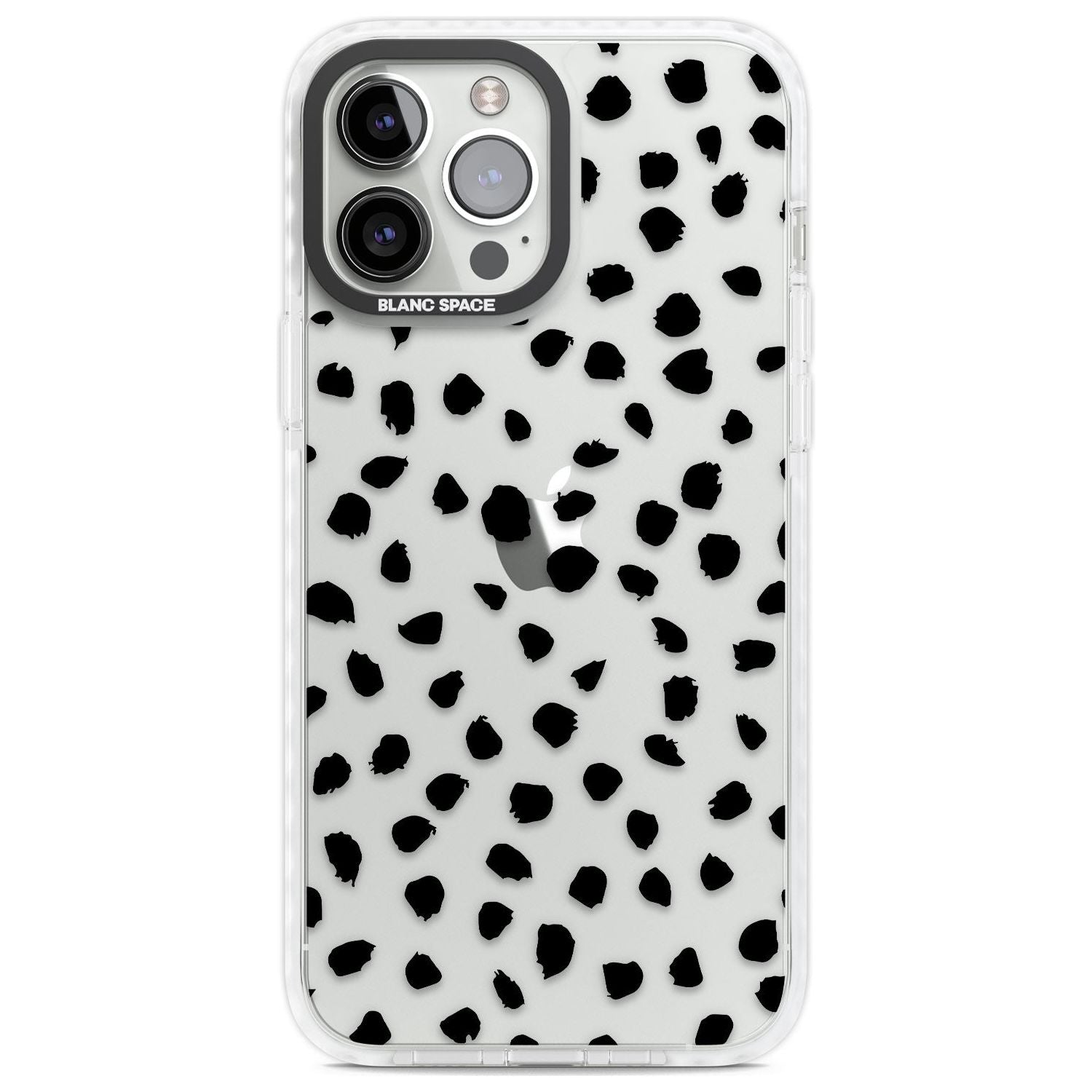 Black on Transparent Dalmatian Polka Dot Spots Phone Case iPhone 13 Pro Max / Impact Case,iPhone 14 Pro Max / Impact Case Blanc Space