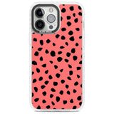 Black on Salmon Pink Dalmatian Polka Dot Spots Phone Case iPhone 13 Pro Max / Impact Case,iPhone 14 Pro Max / Impact Case Blanc Space