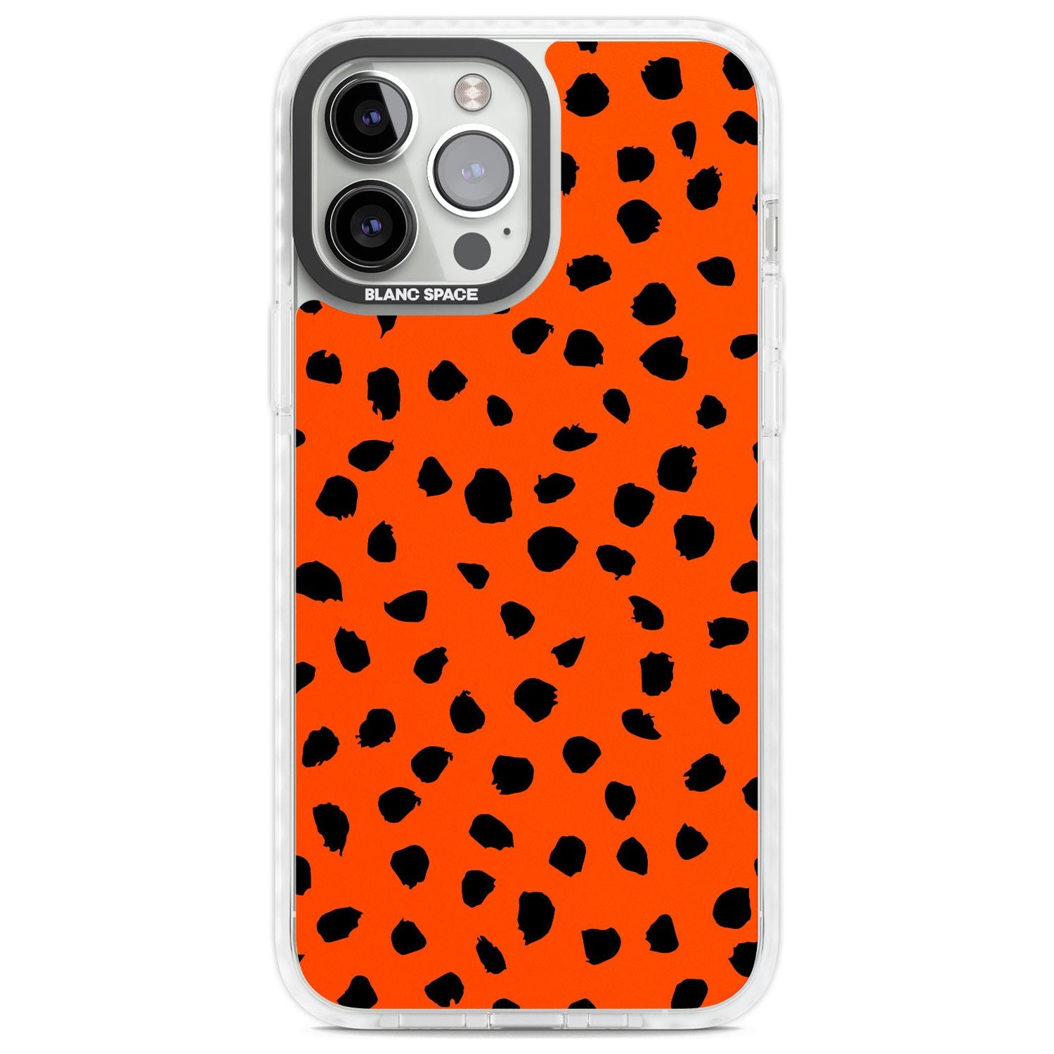 Black & Bright Red Dalmatian Polka Dot Spots Phone Case iPhone 13 Pro Max / Impact Case,iPhone 14 Pro Max / Impact Case Blanc Space