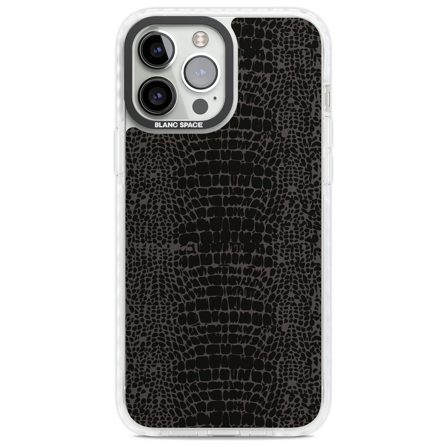 Dark Animal Print Pattern Snake Skin Phone Case iPhone 13 Pro Max / Impact Case,iPhone 14 Pro Max / Impact Case Blanc Space