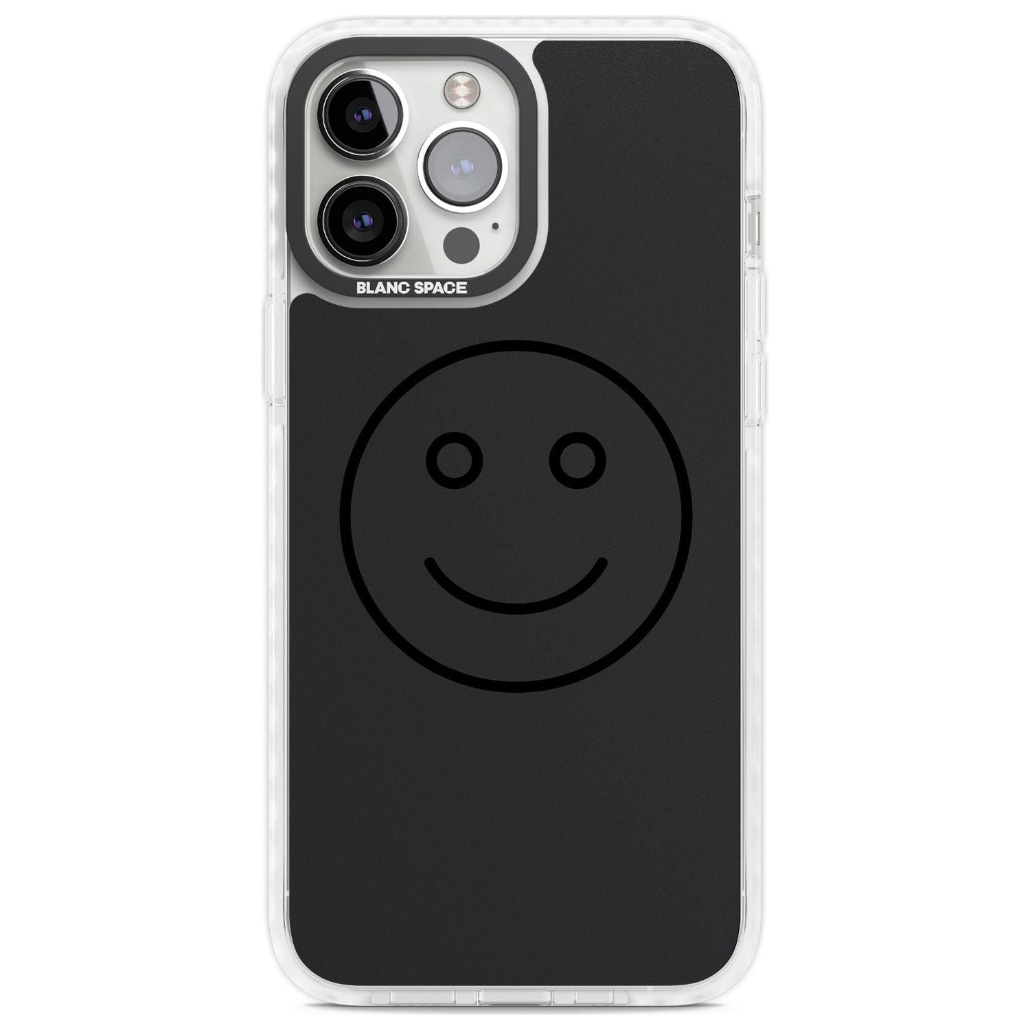 Dark Smiley Face Phone Case iPhone 13 Pro Max / Impact Case,iPhone 14 Pro Max / Impact Case Blanc Space