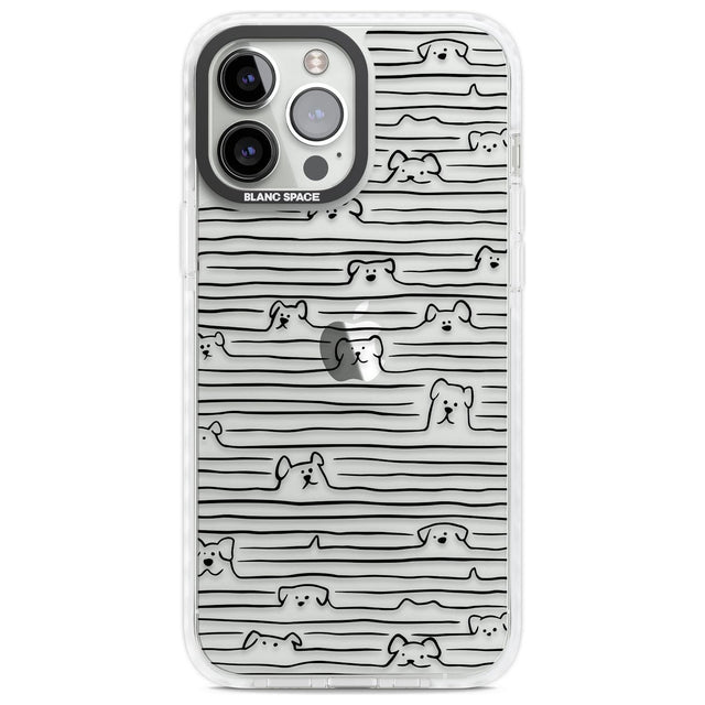 Dog Line Art - Black Phone Case iPhone 13 Pro Max / Impact Case,iPhone 14 Pro Max / Impact Case Blanc Space