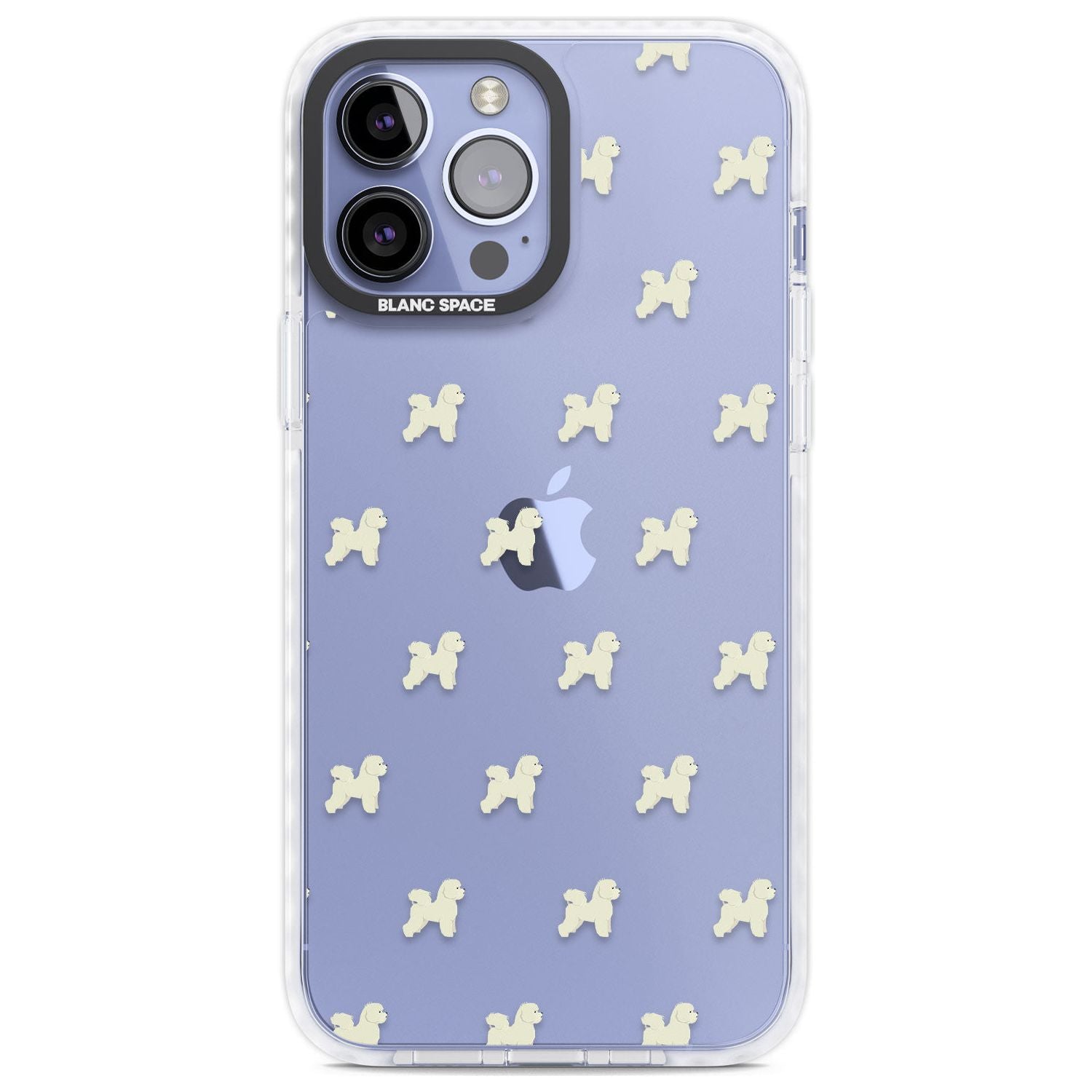 Bichon Frise Dog Pattern Clear Phone Case iPhone 13 Pro Max / Impact Case,iPhone 14 Pro Max / Impact Case Blanc Space