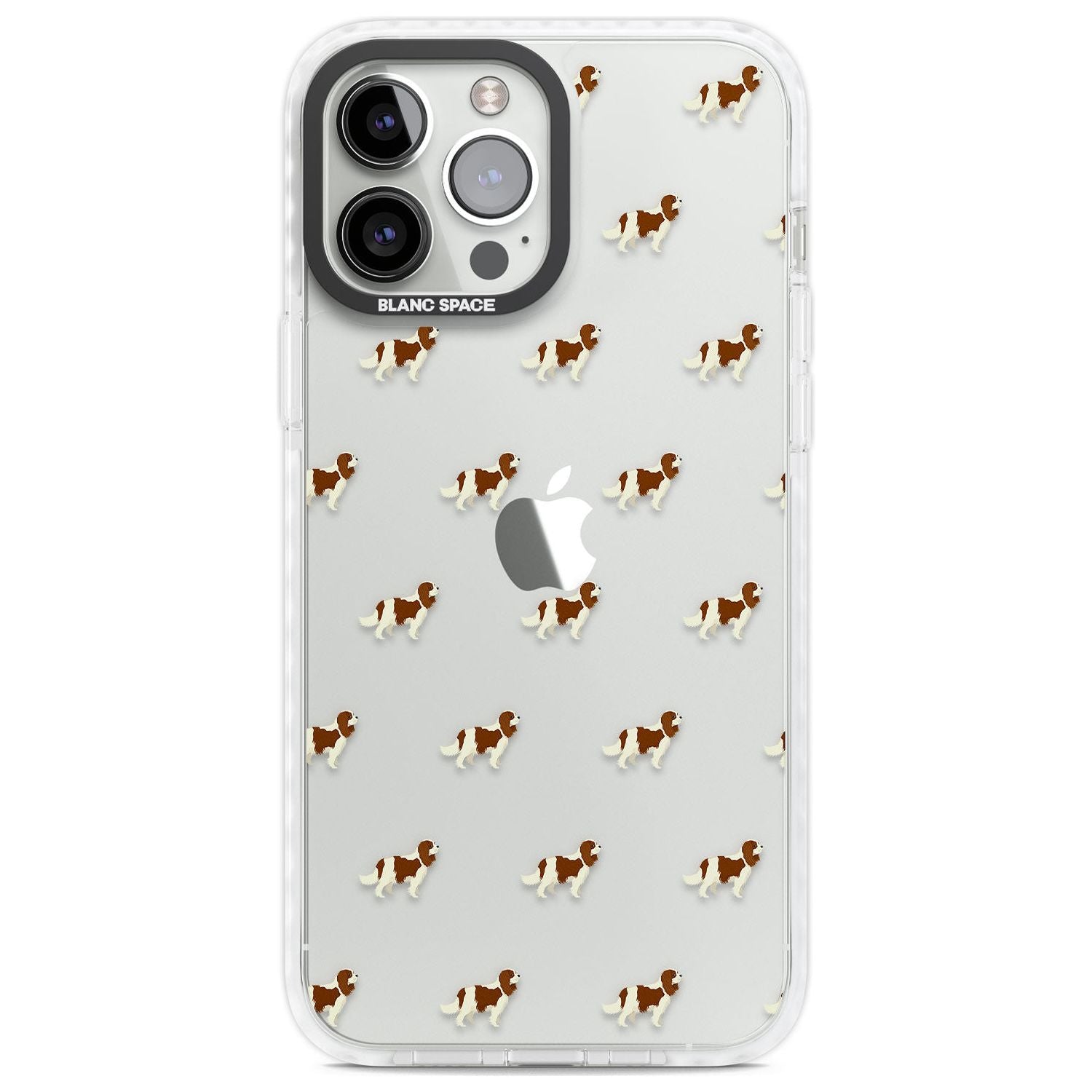Cavalier King Charles Spaniel Pattern Clear Phone Case iPhone 13 Pro Max / Impact Case,iPhone 14 Pro Max / Impact Case Blanc Space
