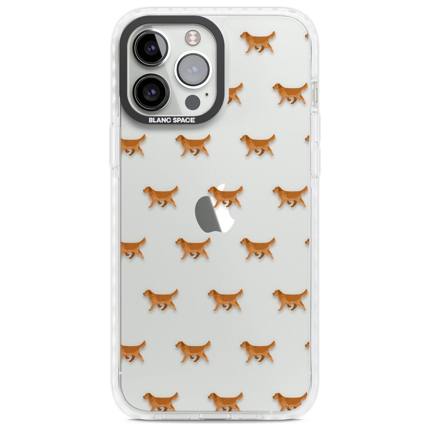 Golden Retriever Dog Pattern Clear Phone Case iPhone 13 Pro Max / Impact Case,iPhone 14 Pro Max / Impact Case Blanc Space