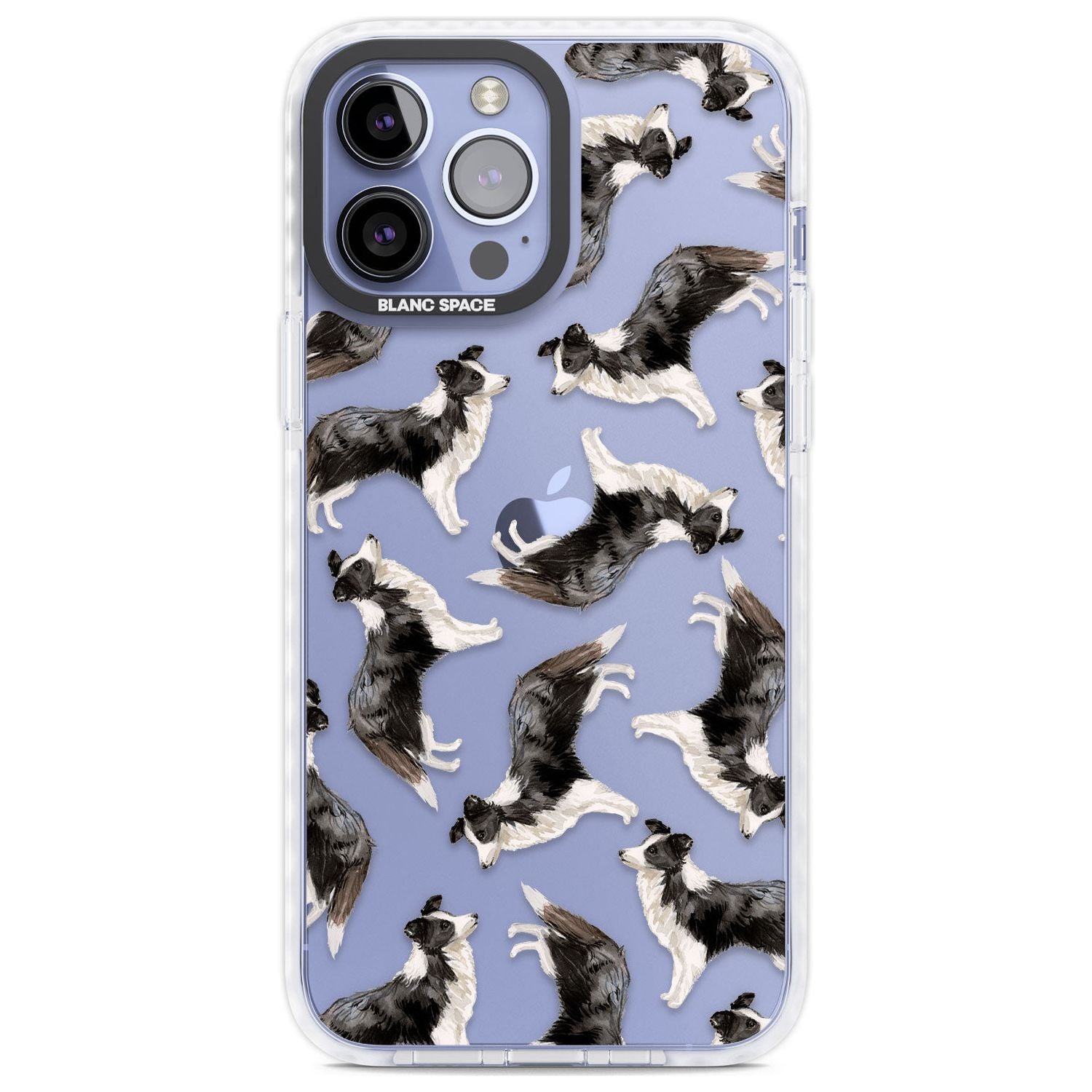 Border Collie Watercolour Dog Pattern Phone Case iPhone 13 Pro Max / Impact Case,iPhone 14 Pro Max / Impact Case Blanc Space