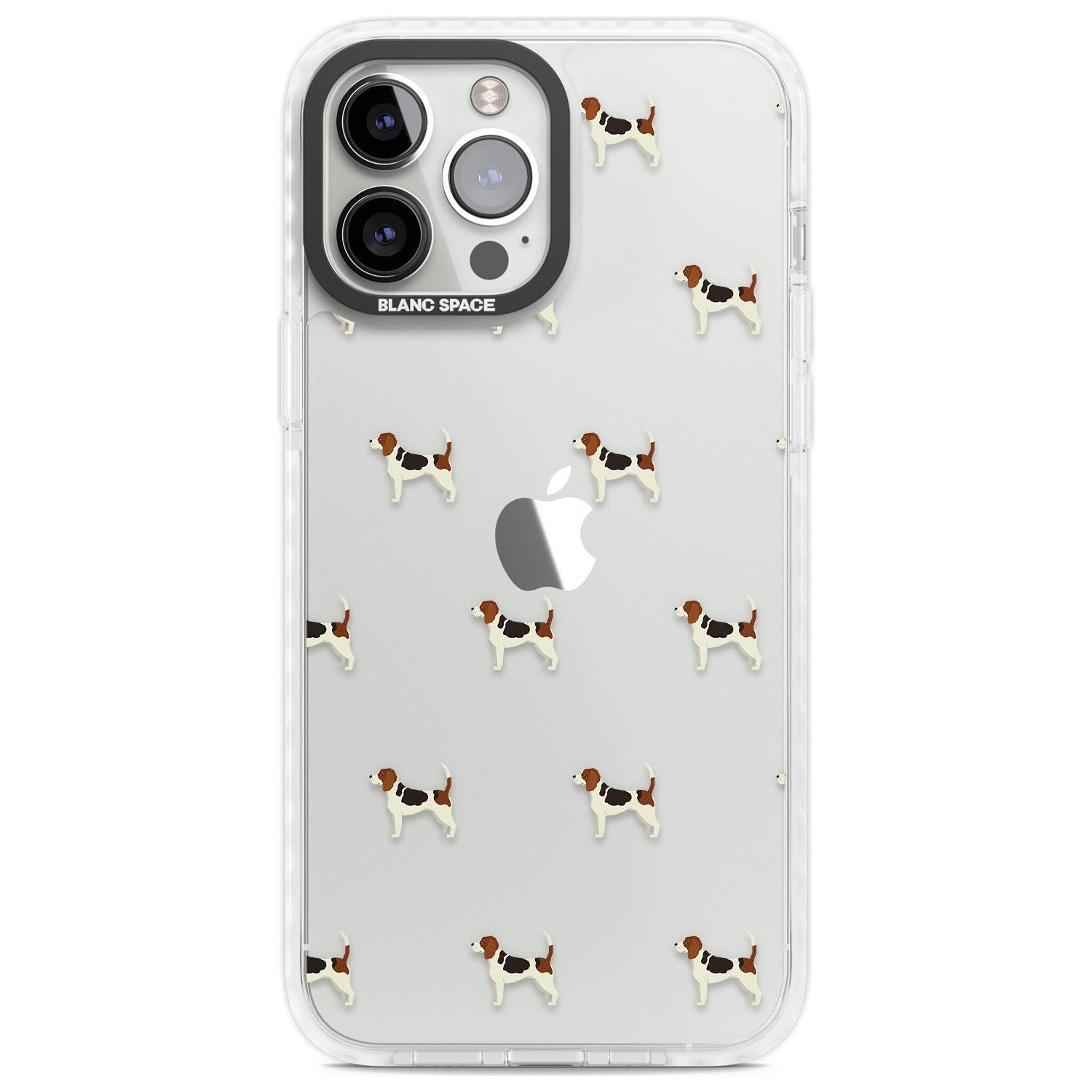 Beagle Dog Pattern Clear Phone Case iPhone 13 Pro Max / Impact Case,iPhone 14 Pro Max / Impact Case Blanc Space
