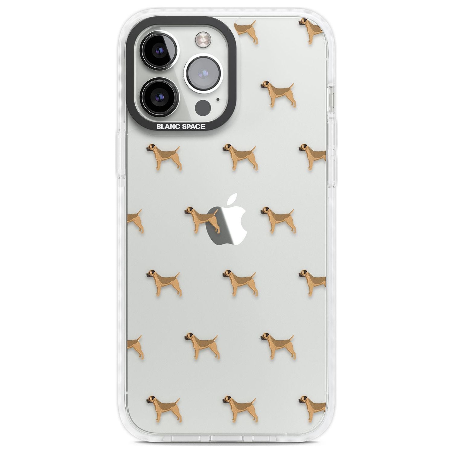 Border Terrier Dog Pattern Clear Phone Case iPhone 13 Pro Max / Impact Case,iPhone 14 Pro Max / Impact Case Blanc Space