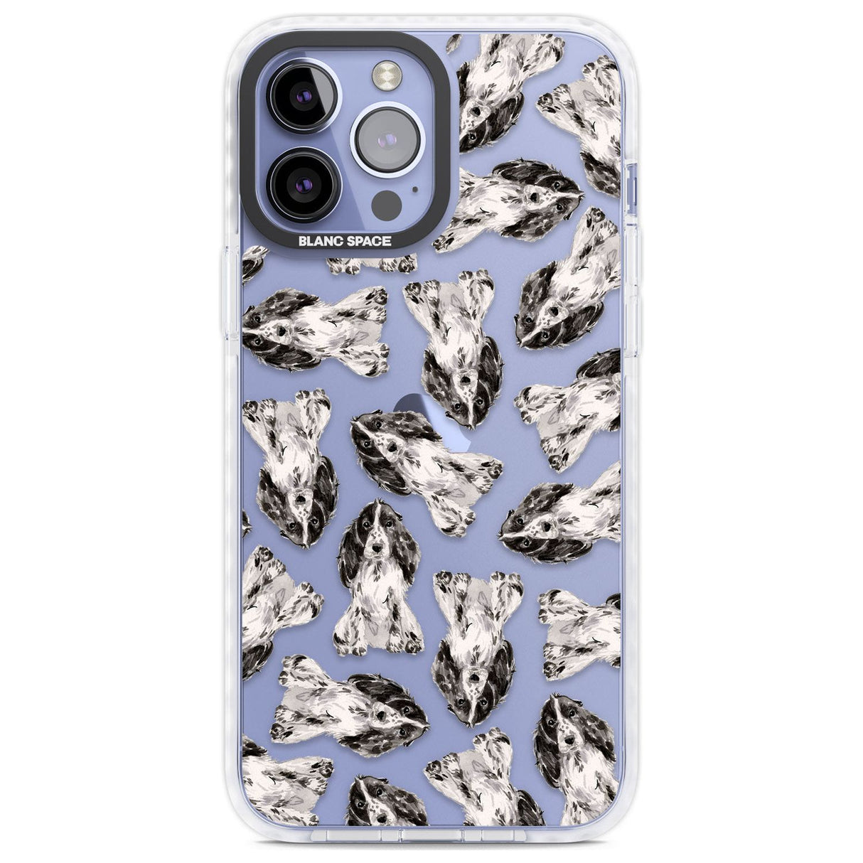 Cocker Spaniel (Black) Watercolour Dog Pattern Phone Case iPhone 13 Pro Max / Impact Case,iPhone 14 Pro Max / Impact Case Blanc Space