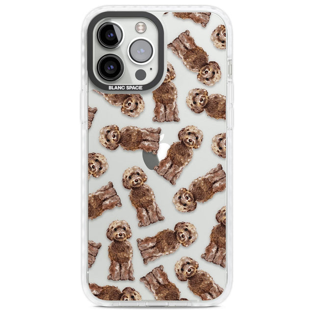 Cockapoo (Brown) Watercolour Dog Pattern Phone Case iPhone 13 Pro Max / Impact Case,iPhone 14 Pro Max / Impact Case Blanc Space