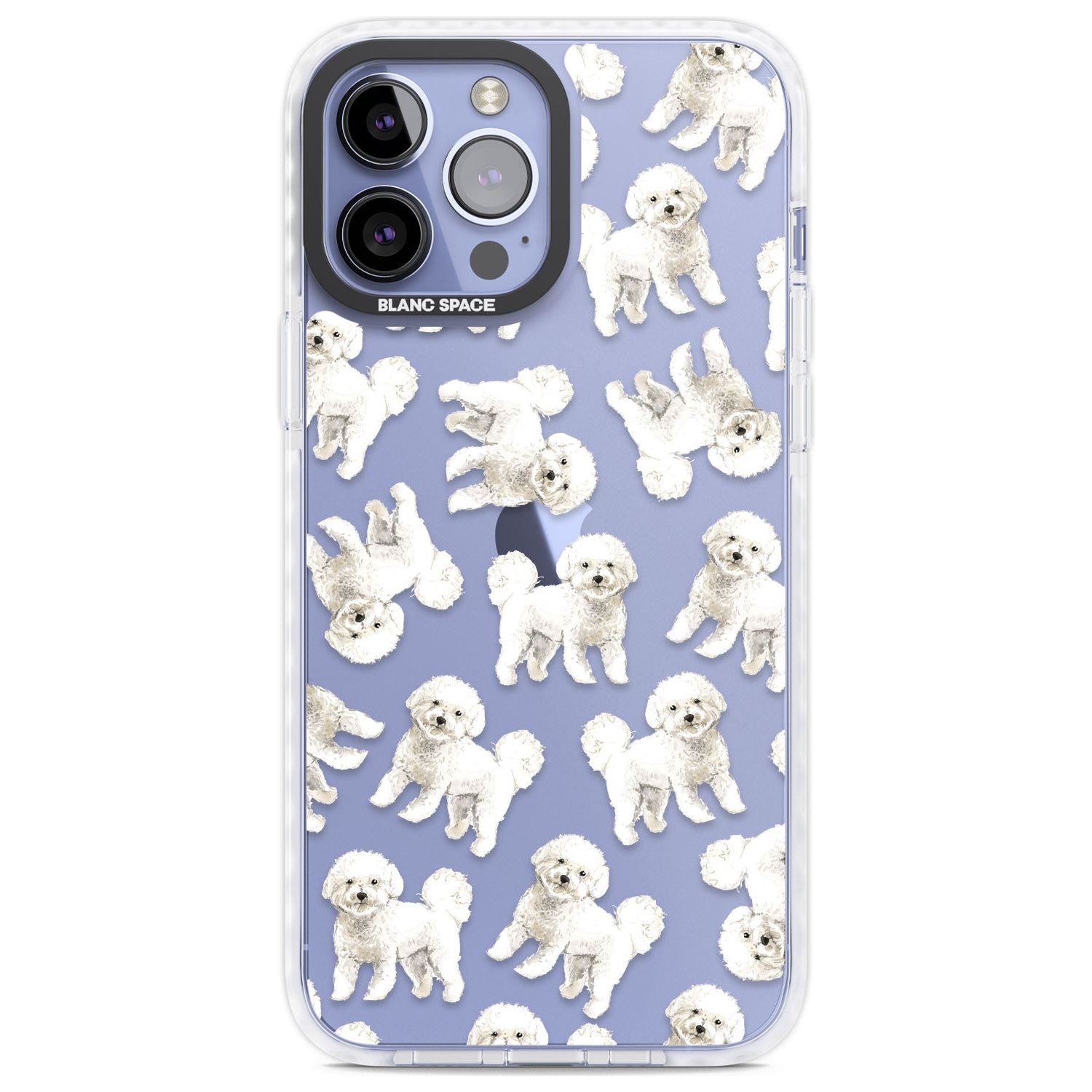 Bichon Frise Watercolour Dog Pattern Phone Case iPhone 13 Pro Max / Impact Case,iPhone 14 Pro Max / Impact Case Blanc Space