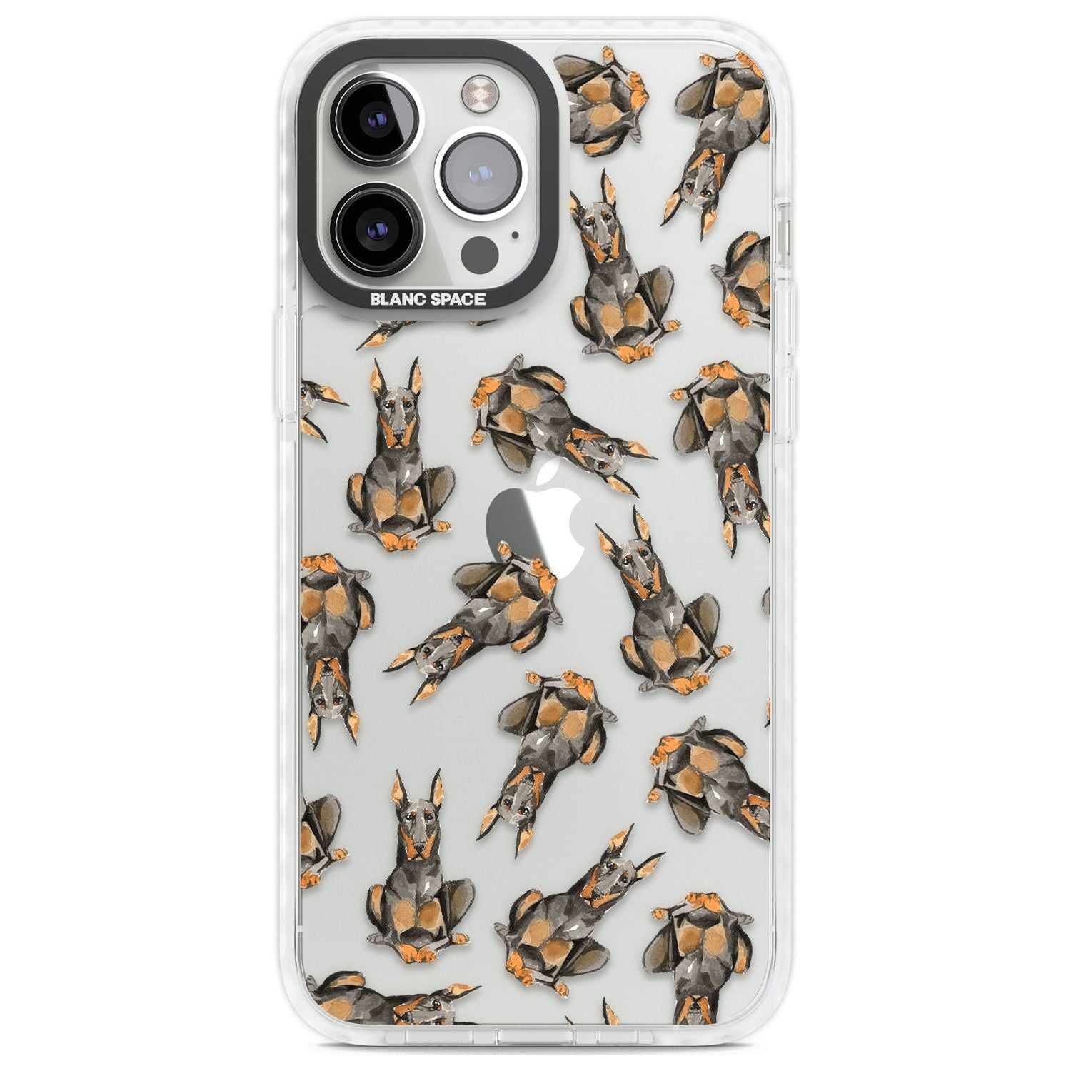 Doberman Watercolour Dog Pattern Phone Case iPhone 13 Pro Max / Impact Case,iPhone 14 Pro Max / Impact Case Blanc Space