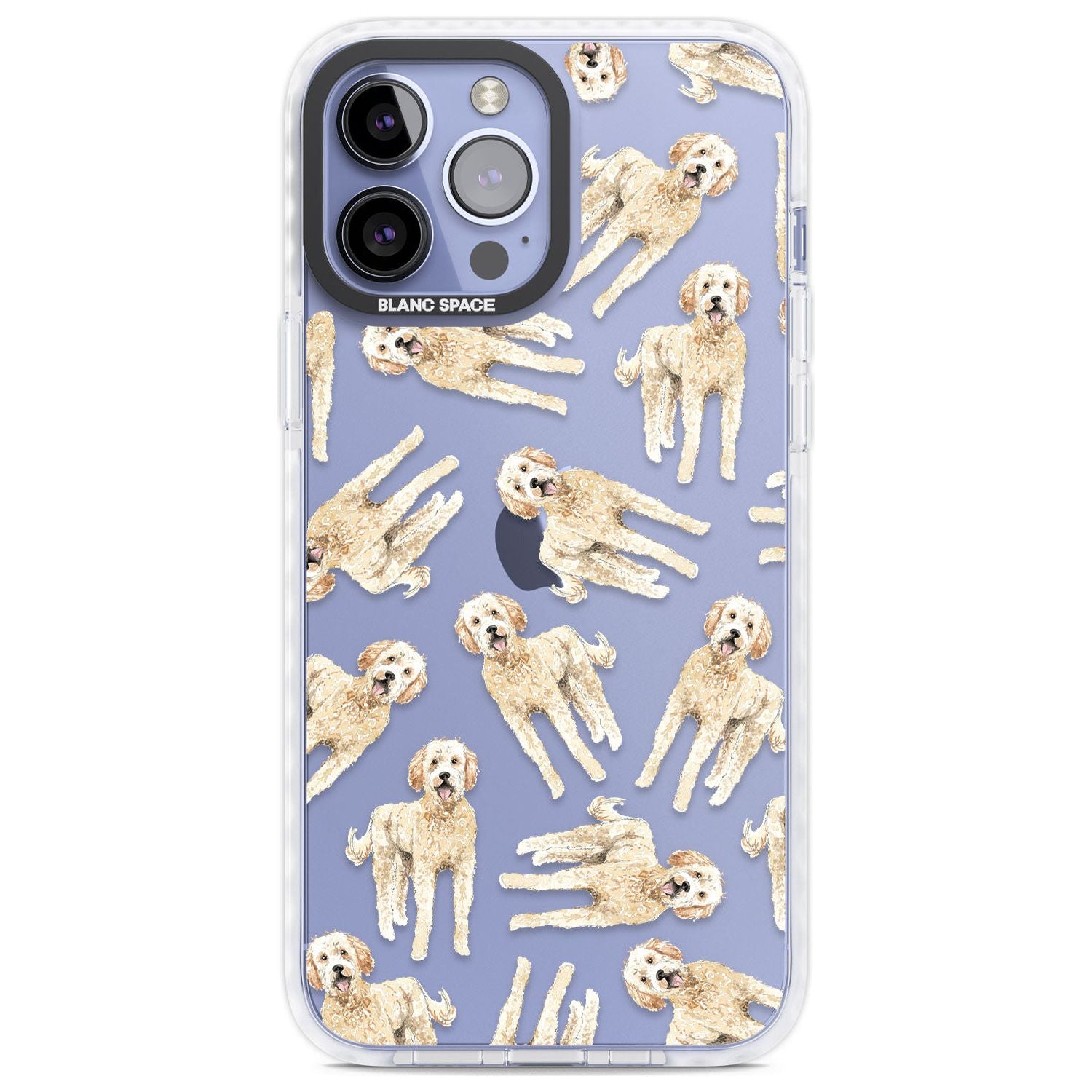 Goldendoodle Watercolour Dog Pattern Phone Case iPhone 13 Pro Max / Impact Case,iPhone 14 Pro Max / Impact Case Blanc Space