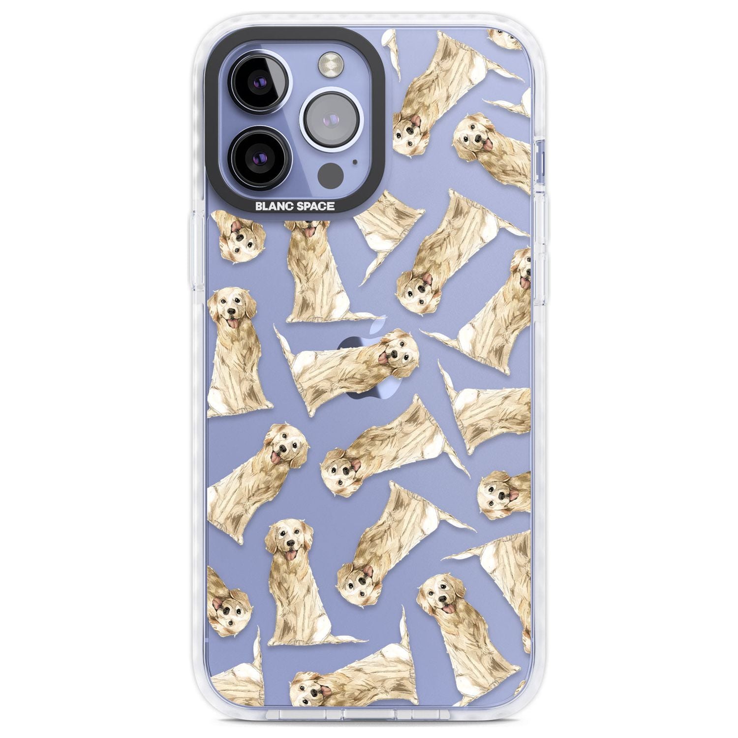 Golden Retriever Watercolour Dog Pattern Phone Case iPhone 13 Pro Max / Impact Case,iPhone 14 Pro Max / Impact Case Blanc Space