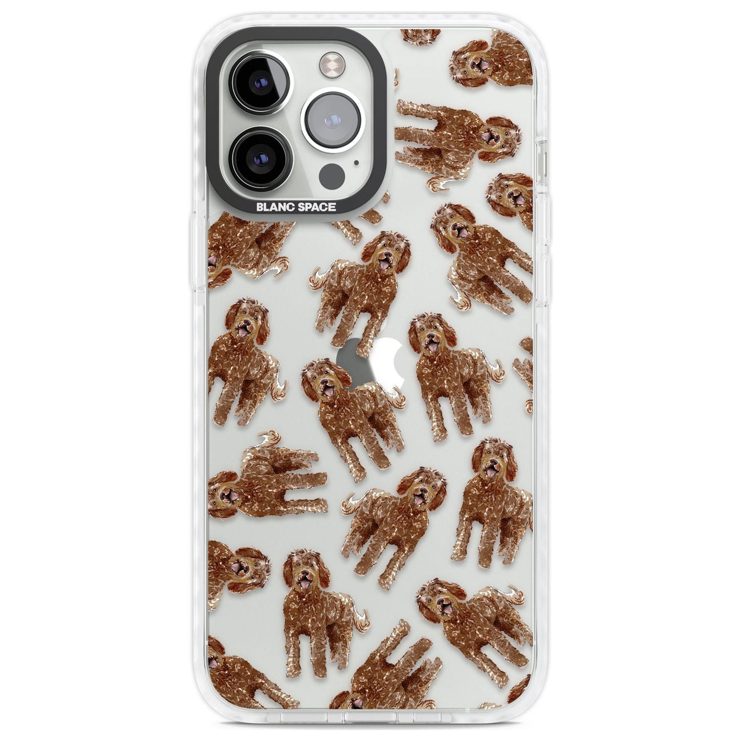 Labradoodle (Brown) Watercolour Dog Pattern Phone Case iPhone 13 Pro Max / Impact Case,iPhone 14 Pro Max / Impact Case Blanc Space