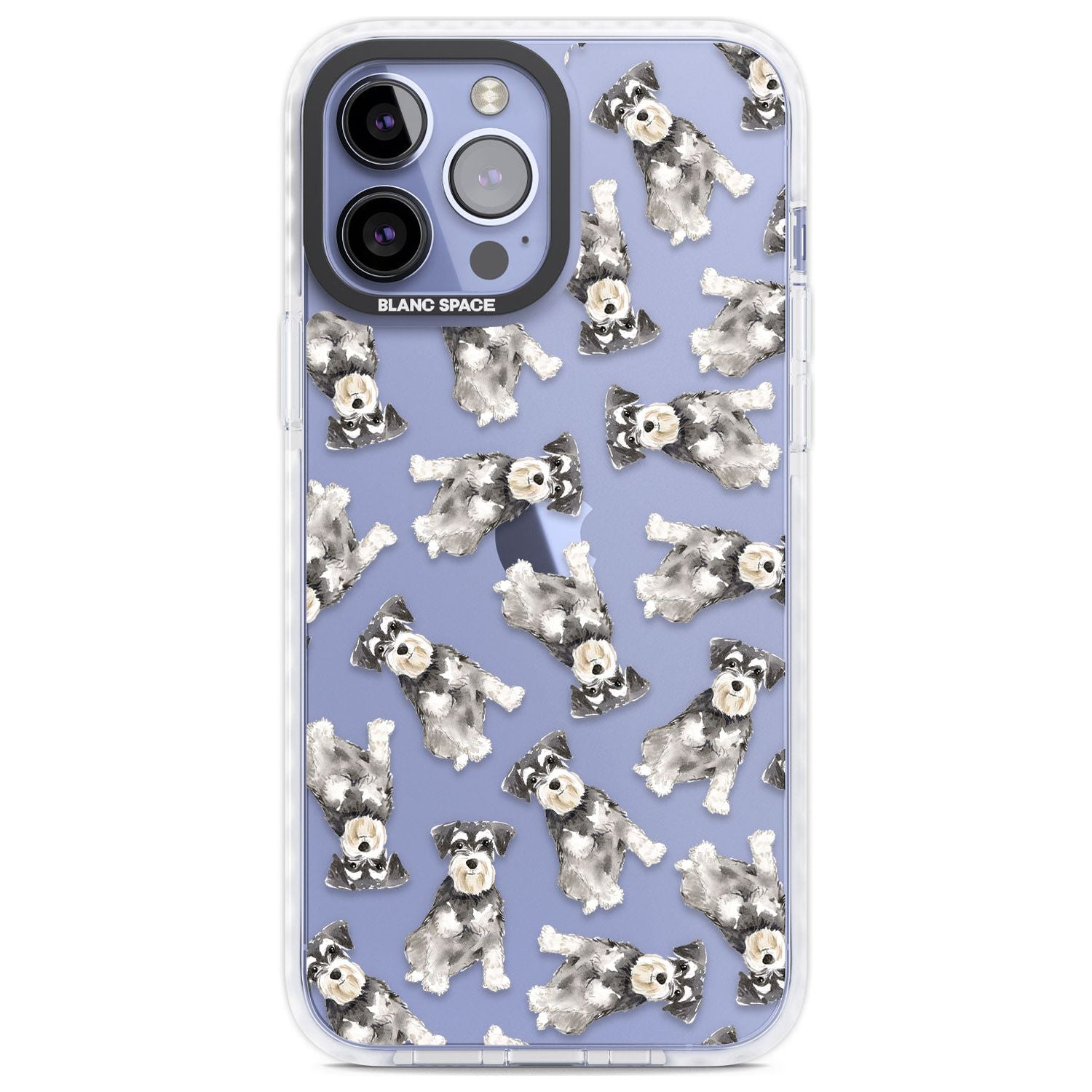 Miniature Schnauzer Watercolour Dog Pattern Phone Case iPhone 13 Pro Max / Impact Case,iPhone 14 Pro Max / Impact Case Blanc Space