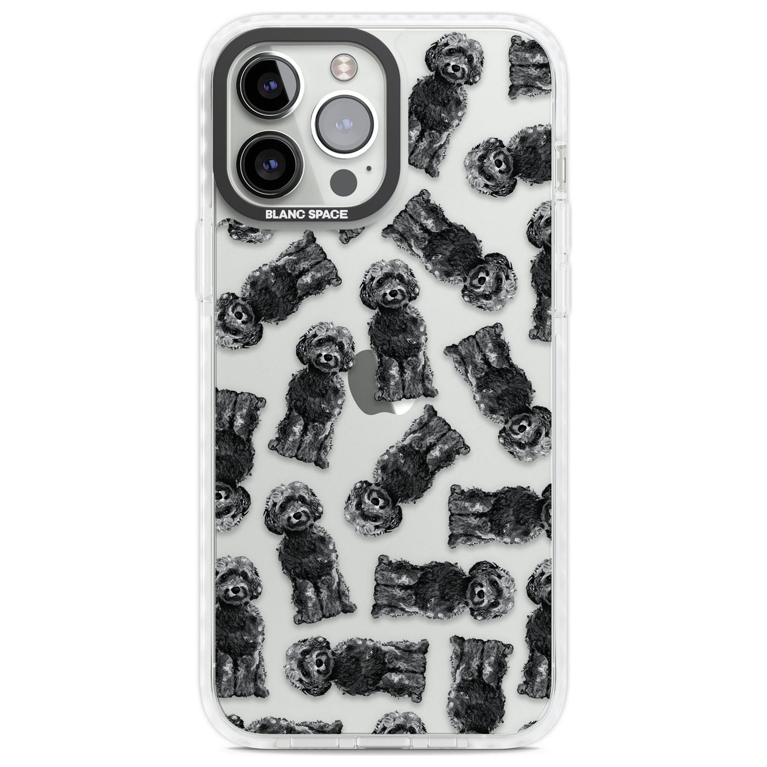 Cockapoo (Black) Watercolour Dog Pattern Phone Case iPhone 13 Pro Max / Impact Case,iPhone 14 Pro Max / Impact Case Blanc Space
