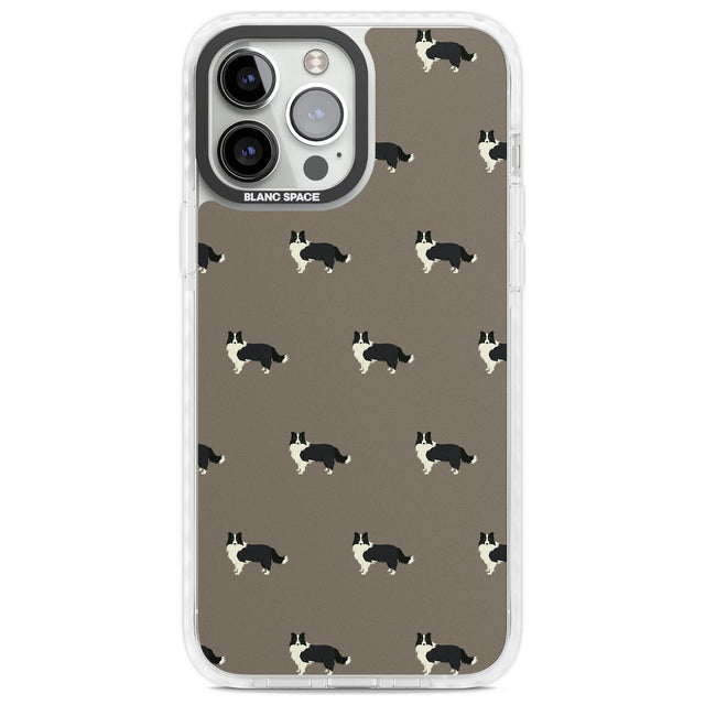 Border Collie Dog Pattern Phone Case iPhone 13 Pro Max / Impact Case,iPhone 14 Pro Max / Impact Case Blanc Space