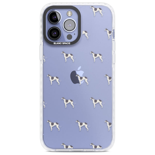 Greyhound Dog Pattern Clear Phone Case iPhone 13 Pro Max / Impact Case,iPhone 14 Pro Max / Impact Case Blanc Space