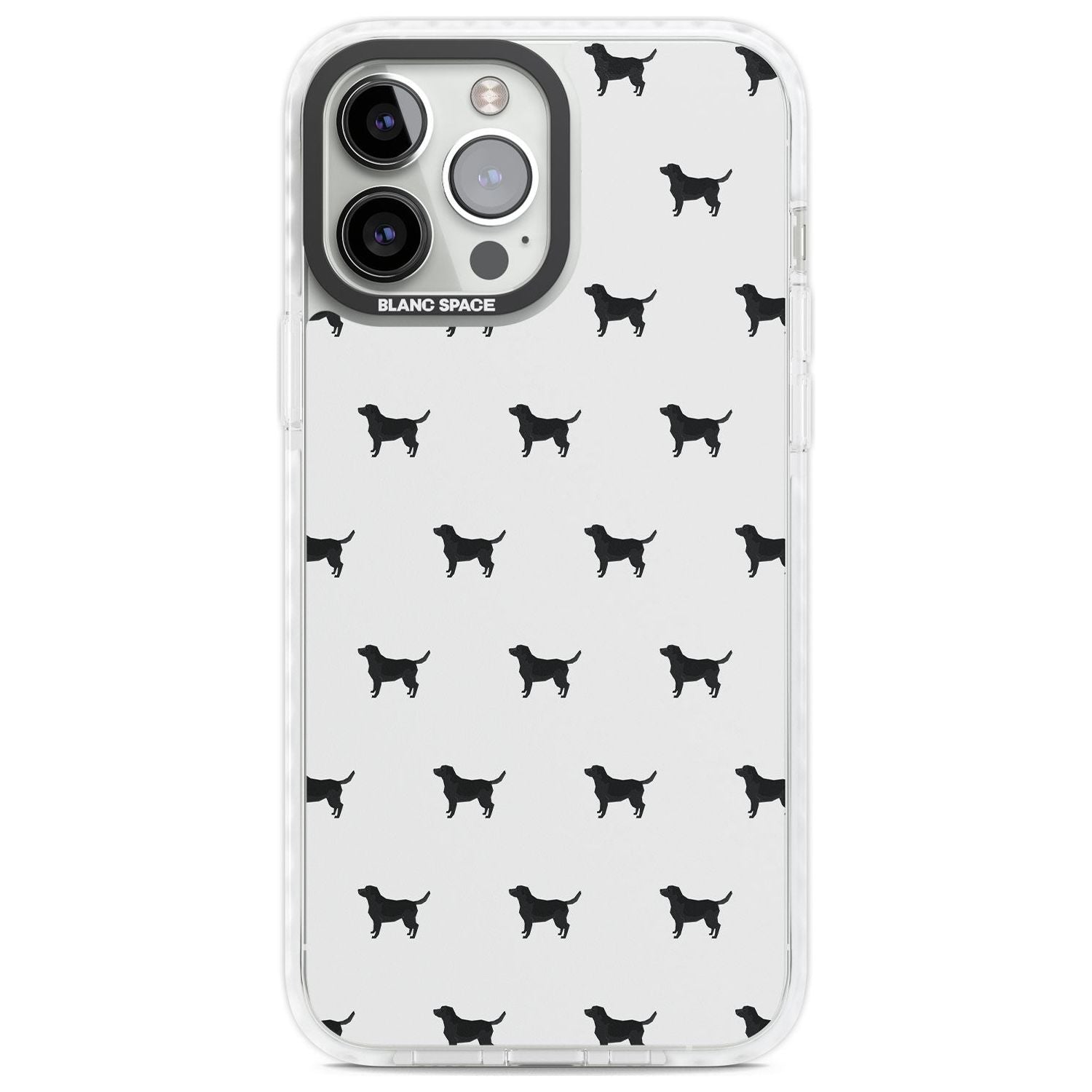 Black Labrador Dog Pattern Phone Case iPhone 13 Pro Max / Impact Case,iPhone 14 Pro Max / Impact Case Blanc Space