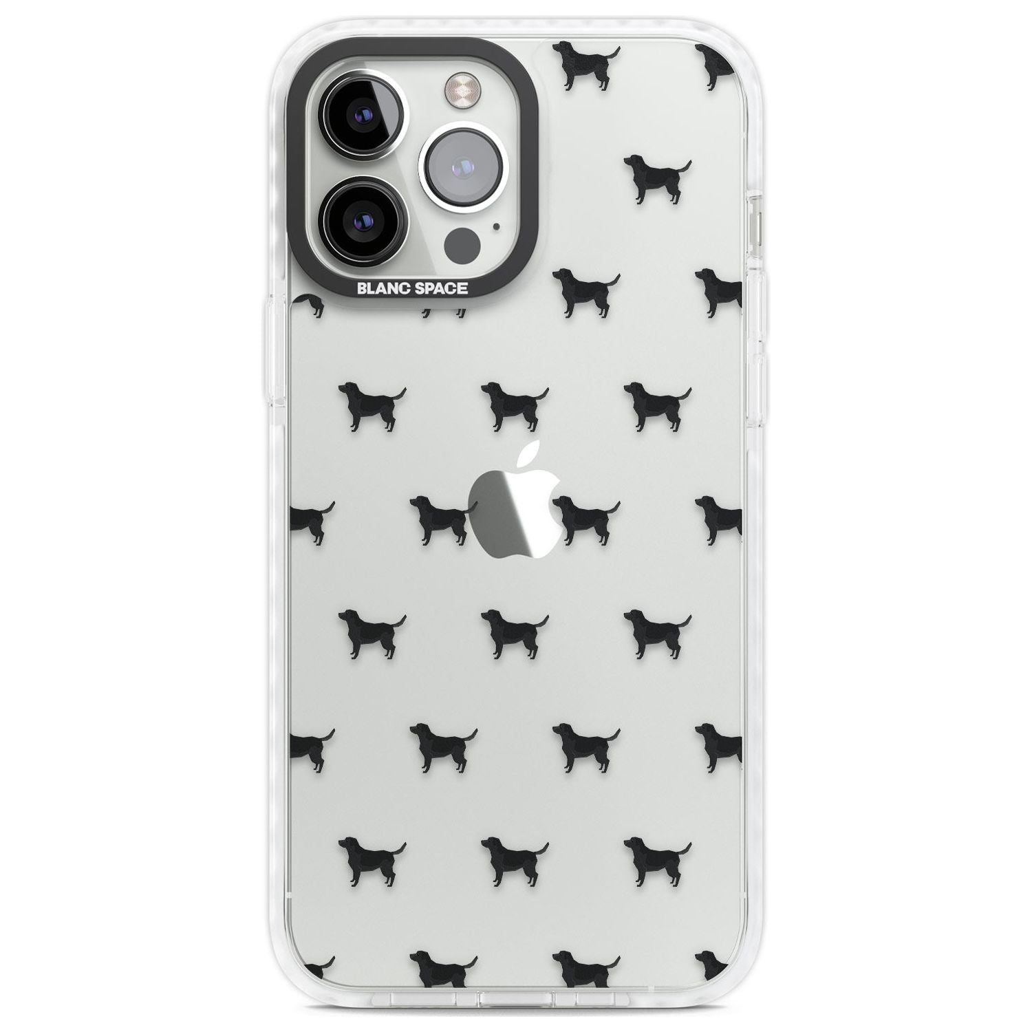 Black Labrador Dog Pattern Clear Phone Case iPhone 13 Pro Max / Impact Case,iPhone 14 Pro Max / Impact Case Blanc Space