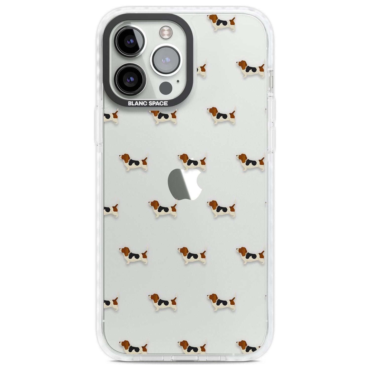 Basset Hound Dog Pattern Clear Phone Case iPhone 13 Pro Max / Impact Case,iPhone 14 Pro Max / Impact Case Blanc Space