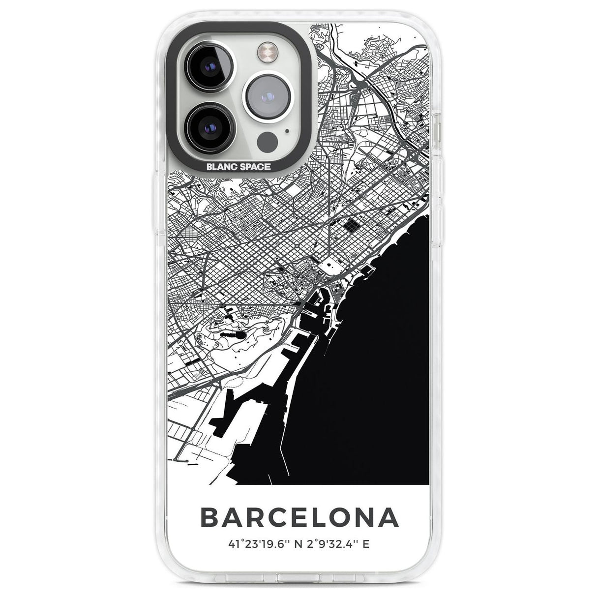 Map of Barcelona, Spain Phone Case iPhone 13 Pro Max / Impact Case,iPhone 14 Pro Max / Impact Case Blanc Space