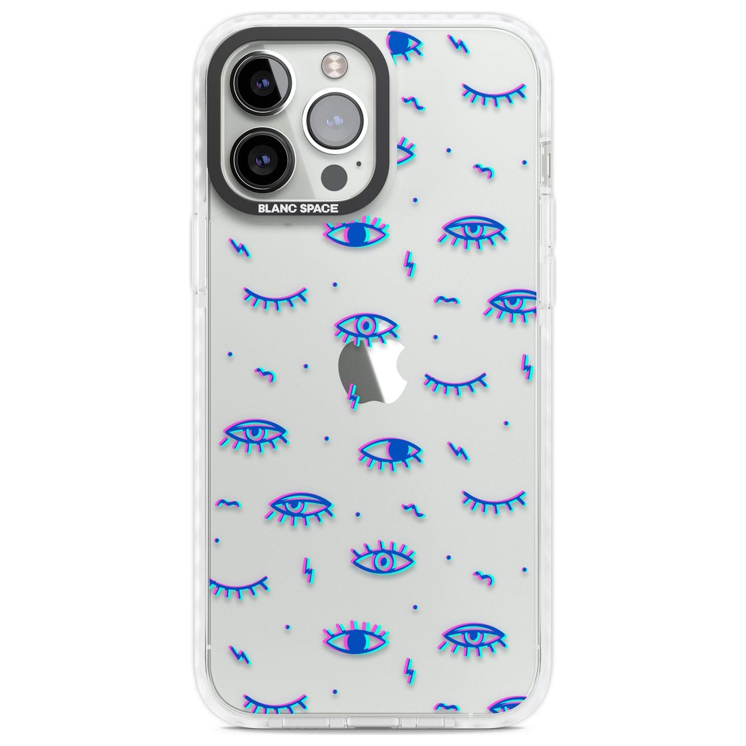 Duotone Psychedelic Eyes Phone Case iPhone 13 Pro Max / Impact Case,iPhone 14 Pro Max / Impact Case Blanc Space
