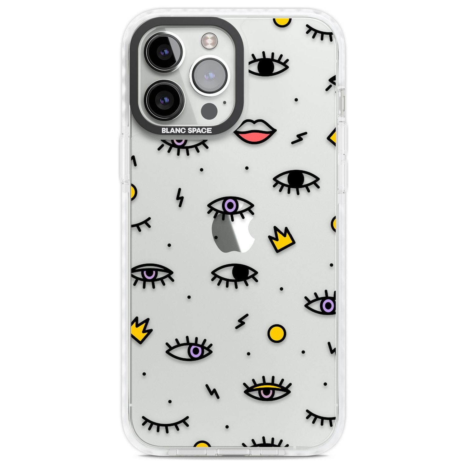 Eyes & Lips Icons Phone Case iPhone 13 Pro Max / Impact Case,iPhone 14 Pro Max / Impact Case Blanc Space