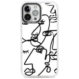 Abstract Continuous Line Faces Black on White Phone Case iPhone 13 Pro Max / Impact Case,iPhone 14 Pro Max / Impact Case Blanc Space