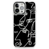 Abstract Continuous Line Faces Clear on Black Phone Case iPhone 13 Pro Max / Impact Case,iPhone 14 Pro Max / Impact Case Blanc Space