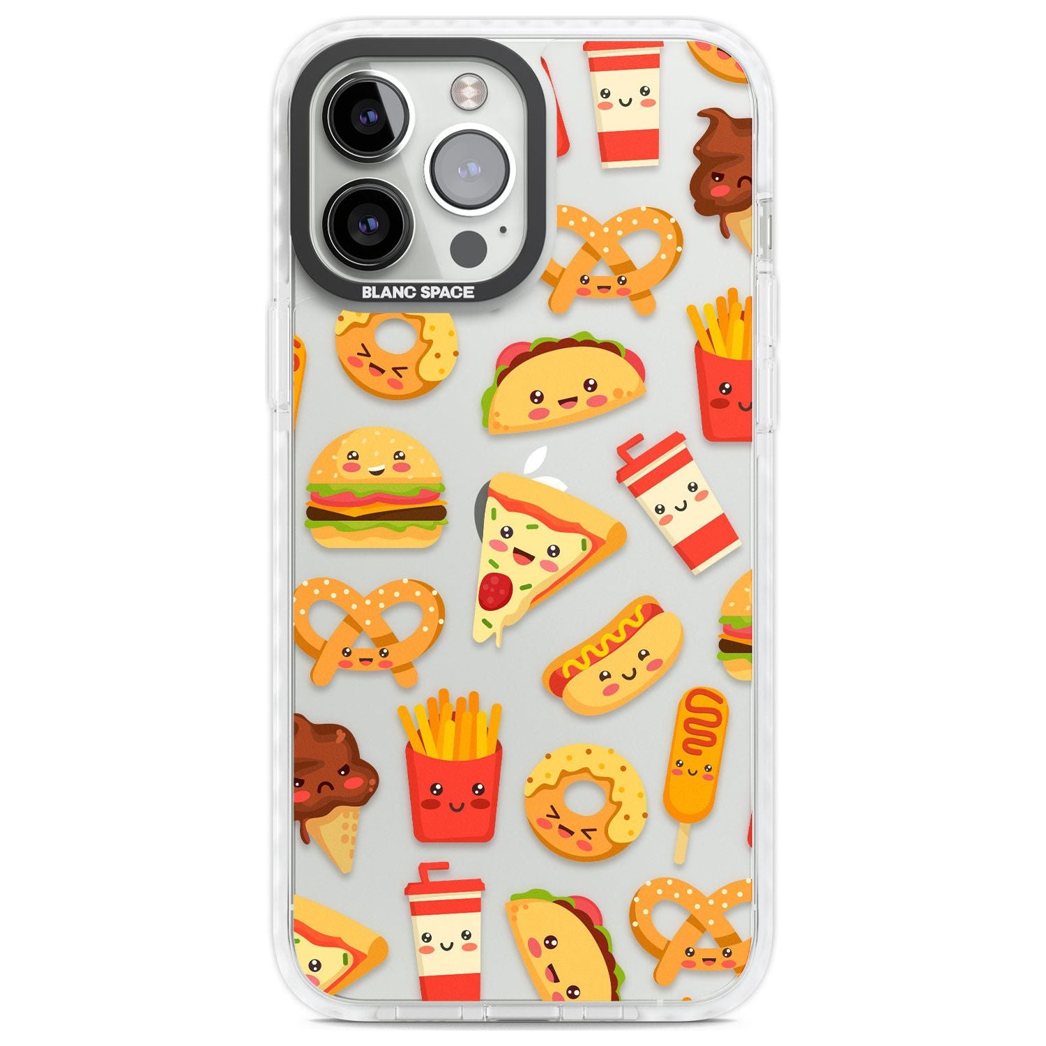 Fast Food Patterns Kawaii Fast Food Mix Phone Case iPhone 13 Pro Max / Impact Case,iPhone 14 Pro Max / Impact Case Blanc Space