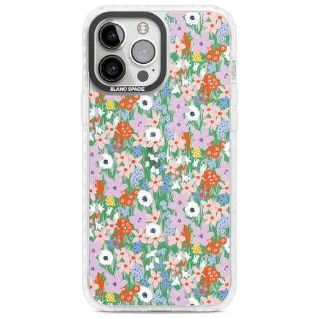 Jazzy Floral Mix: Transparent Phone Case iPhone 13 Pro Max / Impact Case,iPhone 14 Pro Max / Impact Case Blanc Space