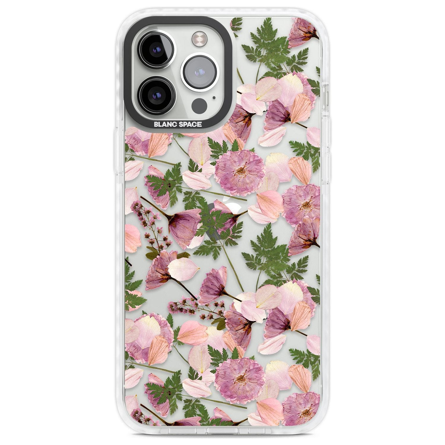Leafy Floral Pattern Transparent Design Phone Case iPhone 13 Pro Max / Impact Case,iPhone 14 Pro Max / Impact Case Blanc Space