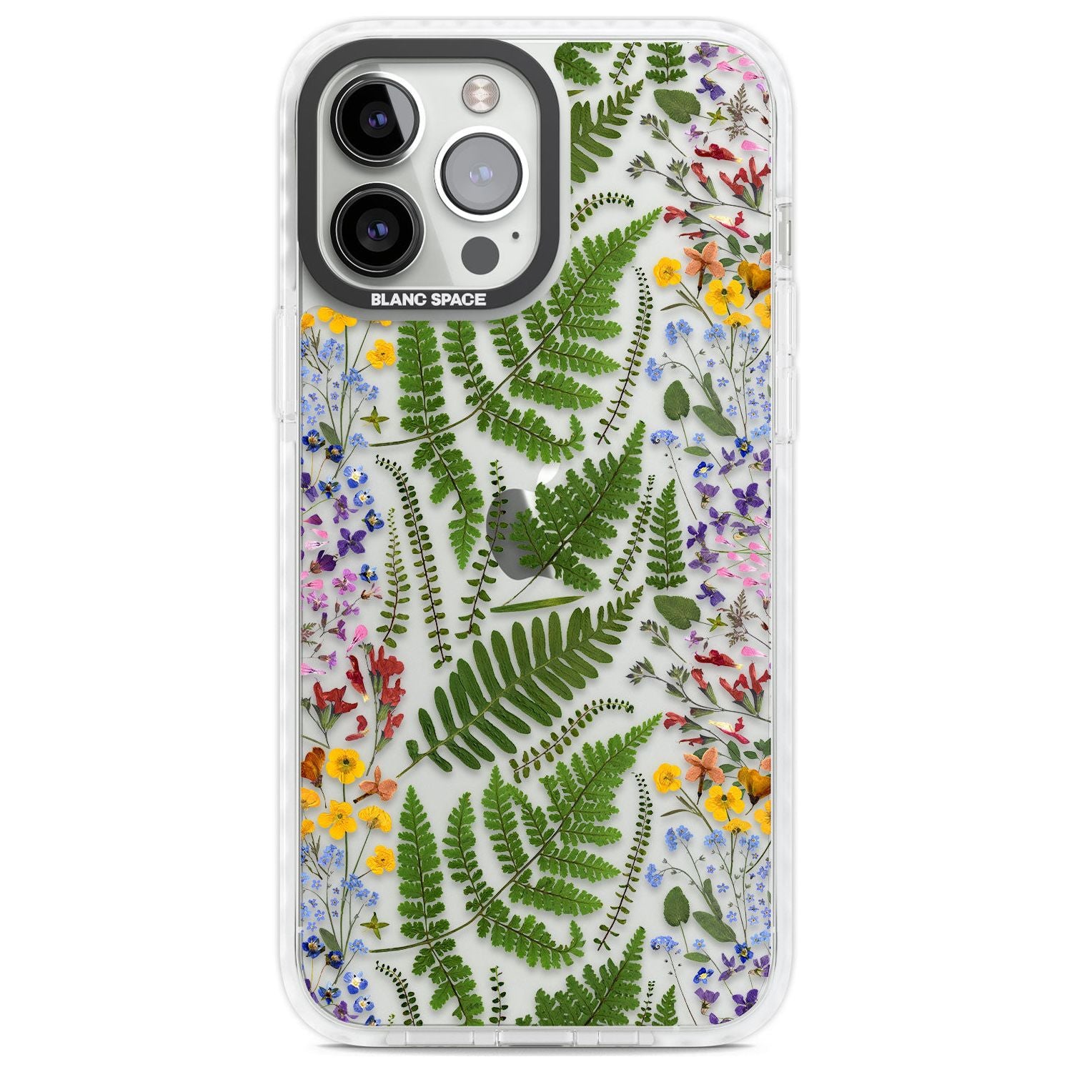 Busy Floral and Fern Design Phone Case iPhone 13 Pro Max / Impact Case,iPhone 14 Pro Max / Impact Case Blanc Space